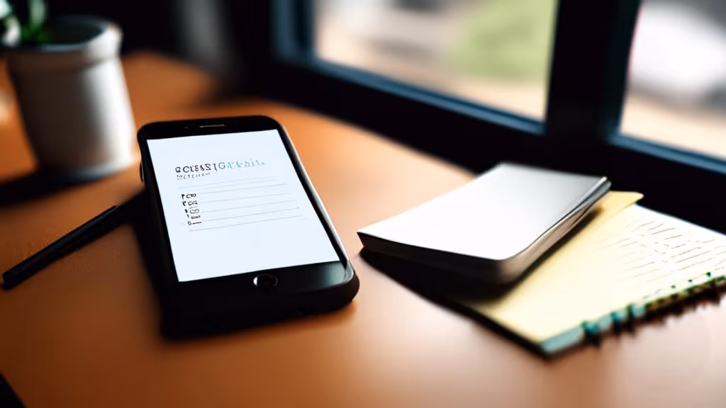 A phone on a café table showing a searchable note app — Knowledge Grounding: Make Your Notes Usable